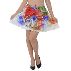 Flowers Bouquet Art Nature Velvet Skater Skirt