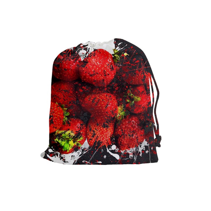 Strawberry Fruit Food Art Abstract Drawstring Pouches (Large) 