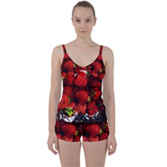 Strawberry Fruit Food Art Abstract Tie Front Two Piece Tankini by Nexatart