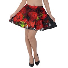 Strawberry Fruit Food Art Abstract Velvet Skater Skirt by Nexatart