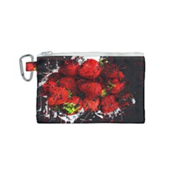 Strawberry Fruit Food Art Abstract Canvas Cosmetic Bag (small) by Nexatart