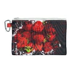 Strawberry Fruit Food Art Abstract Canvas Cosmetic Bag (large) by Nexatart