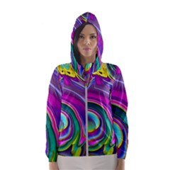 Background Art Abstract Watercolor Hooded Wind Breaker (women)