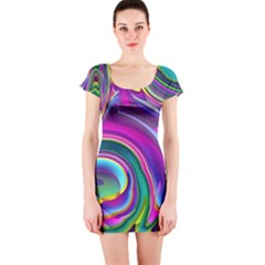 Background Art Abstract Watercolor Short Sleeve Bodycon Dress by Nexatart