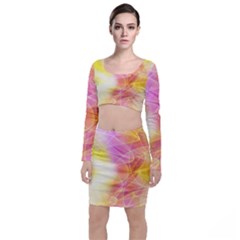 Background Art Abstract Watercolor Long Sleeve Crop Top & Bodycon Skirt Set by Nexatart