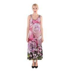 Flowers Bouquet Wedding Art Nature Sleeveless Maxi Dress by Nexatart