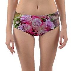 Flowers Bouquet Wedding Art Nature Reversible Mid-waist Bikini Bottoms by Nexatart