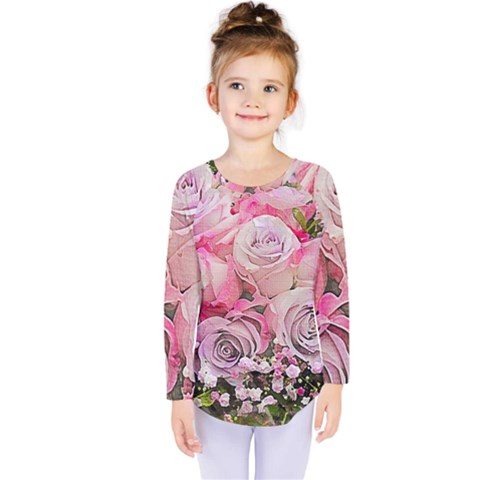 Flowers Bouquet Wedding Art Nature Kids  Long Sleeve Tee by Nexatart