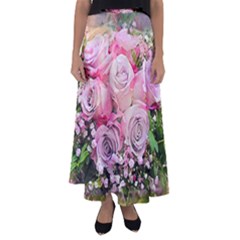 Flowers Bouquet Wedding Art Nature Flared Maxi Skirt by Nexatart