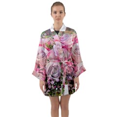 Flowers Bouquet Wedding Art Nature Long Sleeve Kimono Robe by Nexatart