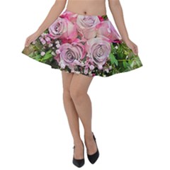 Flowers Bouquet Wedding Art Nature Velvet Skater Skirt by Nexatart