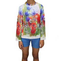 Flowers Bouquet Art Nature Kids  Long Sleeve Swimwear by Nexatart