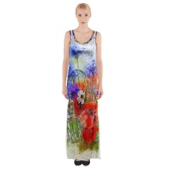 Flowers Bouquet Art Nature Maxi Thigh Split Dress by Nexatart