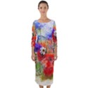 Flowers Bouquet Art Nature Quarter Sleeve Midi Bodycon Dress View1