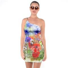 Flowers Bouquet Art Nature One Soulder Bodycon Dress by Nexatart