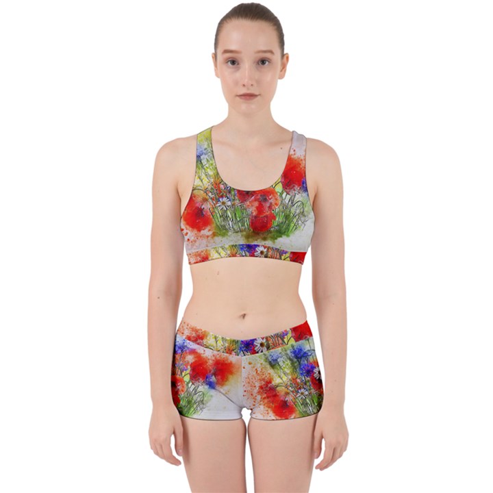 Flowers Bouquet Art Nature Work It Out Sports Bra Set