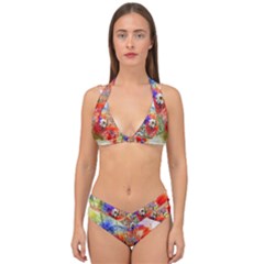 Flowers Bouquet Art Nature Double Strap Halter Bikini Set