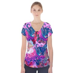 Background Art Abstract Watercolor Short Sleeve Front Detail Top by Nexatart