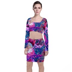 Background Art Abstract Watercolor Long Sleeve Crop Top & Bodycon Skirt Set by Nexatart