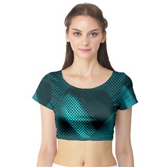 Background Sphere Ball Metal Blue Short Sleeve Crop Top by Nexatart