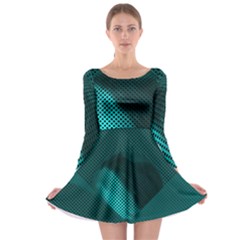 Background Sphere Ball Metal Blue Long Sleeve Skater Dress by Nexatart