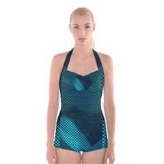 Background Sphere Ball Metal Blue Boyleg Halter Swimsuit  by Nexatart