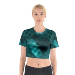 Background Sphere Ball Metal Blue Cotton Crop Top by Nexatart