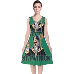  St  Patricks Day  V-neck Midi Sleeveless Dress  by Valentinaart