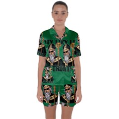  St  Patricks Day  Satin Short Sleeve Pyjamas Set by Valentinaart