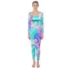 Background Art Abstract Watercolor Pattern Long Sleeve Catsuit by Nexatart