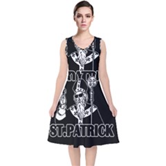  St  Patricks Day  V-neck Midi Sleeveless Dress 