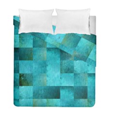 Background Squares Blue Green Duvet Cover Double Side (full/ Double Size) by Nexatart