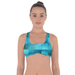 Background Squares Blue Green Got No Strings Sports Bra by Nexatart