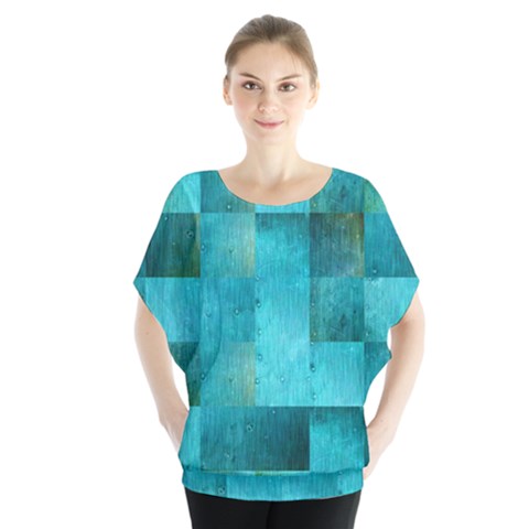 Background Squares Blue Green Blouse by Nexatart