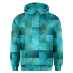 Background Squares Blue Green Men s Overhead Hoodie by Nexatart