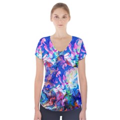 Background Art Abstract Watercolor Short Sleeve Front Detail Top by Nexatart