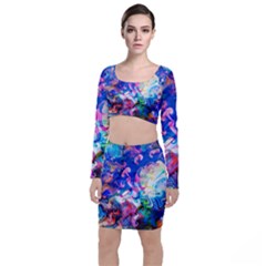 Background Art Abstract Watercolor Long Sleeve Crop Top & Bodycon Skirt Set by Nexatart