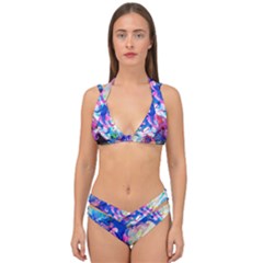 Background Art Abstract Watercolor Double Strap Halter Bikini Set