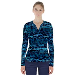 Wall Metal Steel Reflexions V-neck Long Sleeve Top by Nexatart