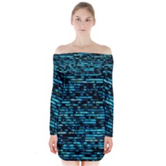 Wall Metal Steel Reflexions Long Sleeve Off Shoulder Dress by Nexatart