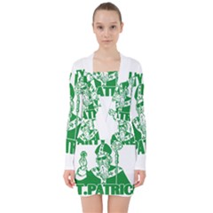  St  Patricks Day  V-neck Bodycon Long Sleeve Dress by Valentinaart