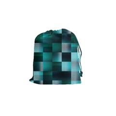 Background Squares Metal Green Drawstring Pouches (small)  by Nexatart