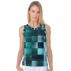 Background Squares Metal Green Women s Basketball Tank Top by Nexatart