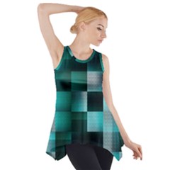 Background Squares Metal Green Side Drop Tank Tunic by Nexatart