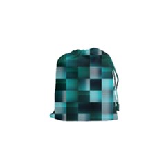 Background Squares Metal Green Drawstring Pouches (xs)  by Nexatart