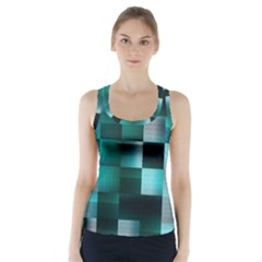 Background Squares Metal Green Racer Back Sports Top by Nexatart