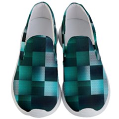 Background Squares Metal Green Men s Lightweight Slip Ons by Nexatart