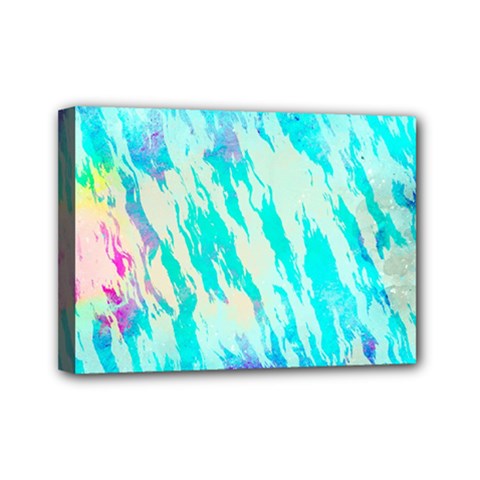 Blue Background Art Abstract Watercolor Mini Canvas 7  X 5  by Nexatart