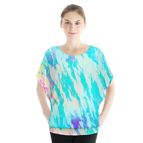 Blue Background Art Abstract Watercolor Blouse by Nexatart