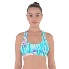 Blue Background Art Abstract Watercolor Cross Back Sports Bra by Nexatart